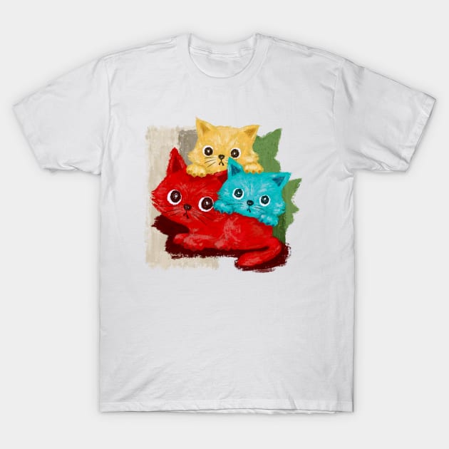 Colorful cats family T-Shirt by sanogawa